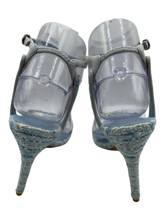 Alexandre Birman Shoe Size 36.5 Light blue Fabric Tweed Ankle Buckle Sandals Light Blue / 36.5