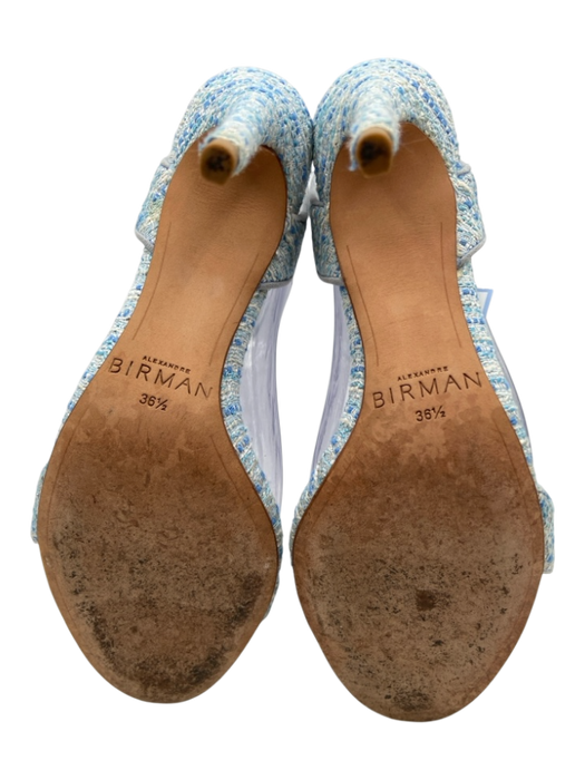 Alexandre Birman Shoe Size 36.5 Light blue Fabric Tweed Ankle Buckle Sandals Light Blue / 36.5