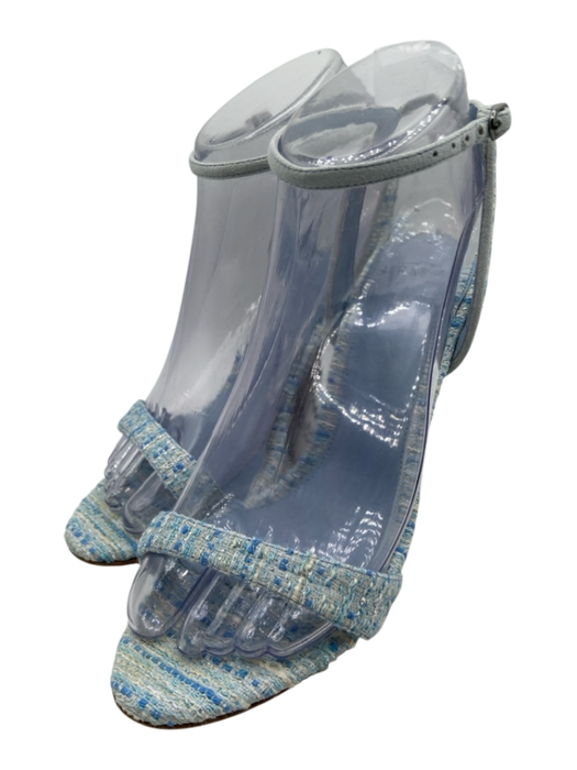 Alexandre Birman Shoe Size 36.5 Light blue Fabric Tweed Ankle Buckle Sandals Light Blue / 36.5