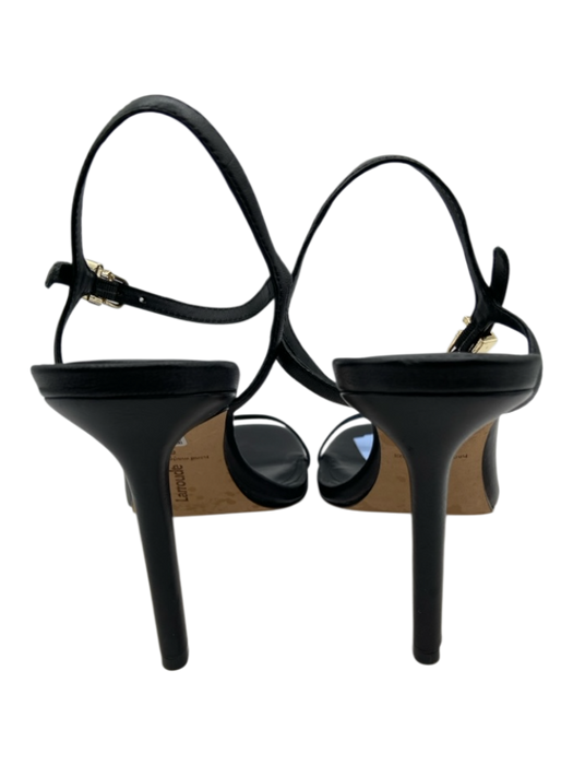 Larroude Shoe Size 6 Black Leather open toe Ankle Buckle Skinny Strap Sandals Black / 6