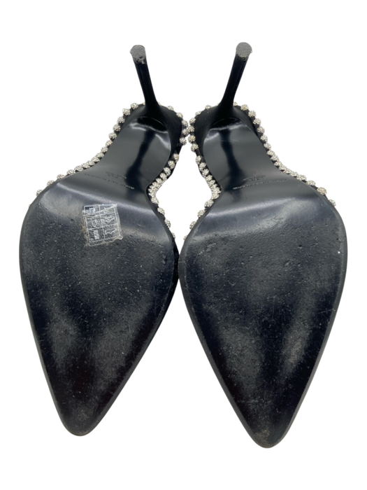 Alexander Wang Shoe Size 36.5 Black & Silver Satin Crystal Balls Pump Slingbacks Black & Silver / 36.5