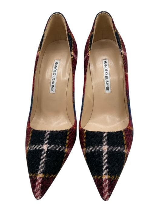 Manolo Blahnik Shoe Size 36.5 Red, Green, Blue Wool Plaid Pointed Toe Pumps Red, Green, Blue / 36.5