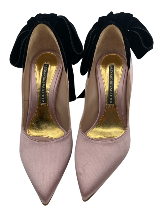 Alexandre Vauthier Shoe Size 36.5 Blush Pink & Black Satin & Velvet Bow Pumps Blush Pink & Black / 36.5