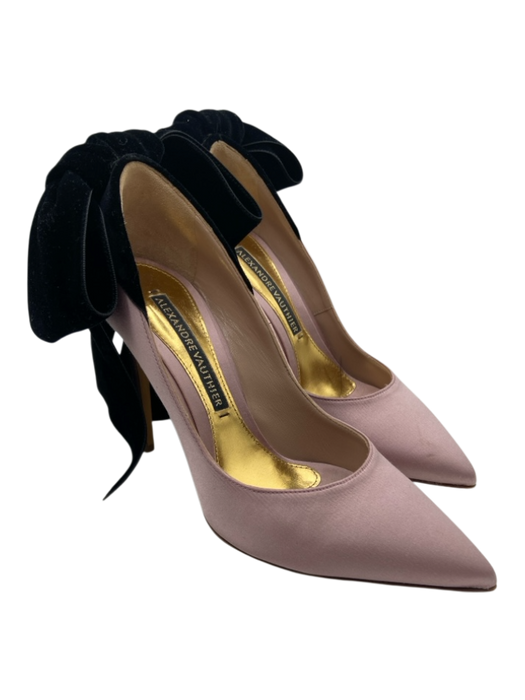 Alexandre Vauthier Shoe Size 36.5 Blush Pink & Black Satin & Velvet Bow Pumps Blush Pink & Black / 36.5