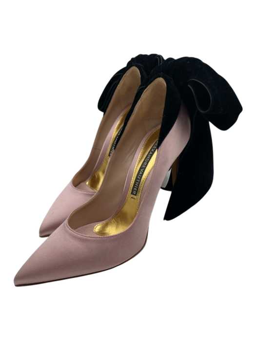 Alexandre Vauthier Shoe Size 36.5 Blush Pink & Black Satin & Velvet Bow Pumps Blush Pink & Black / 36.5