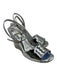 Larroude Shoe Size 6.5 Silver Patent Leather open toe Ankle Buckle Sandal Wedges Silver / 6.5