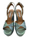 Aquazzura Shoe Size 36.5 Seafoam & Blue Metallic Leather Snake Embossed Sandals Seafoam & Blue Metallic / 36.5