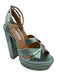 Aquazzura Shoe Size 36.5 Seafoam & Blue Metallic Leather Snake Embossed Sandals Seafoam & Blue Metallic / 36.5