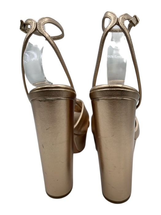 Aquazzura Shoe Size 37 Bronze Gold Metallic Leather Criss Cross Knot Sandals Bronze Gold Metallic / 37