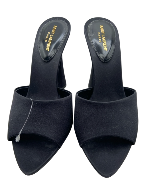 Saint Laurent Shoe Size 36.5 Black Satin Peep Toe Pointed Toe High Heel Sandals Black / 36.5