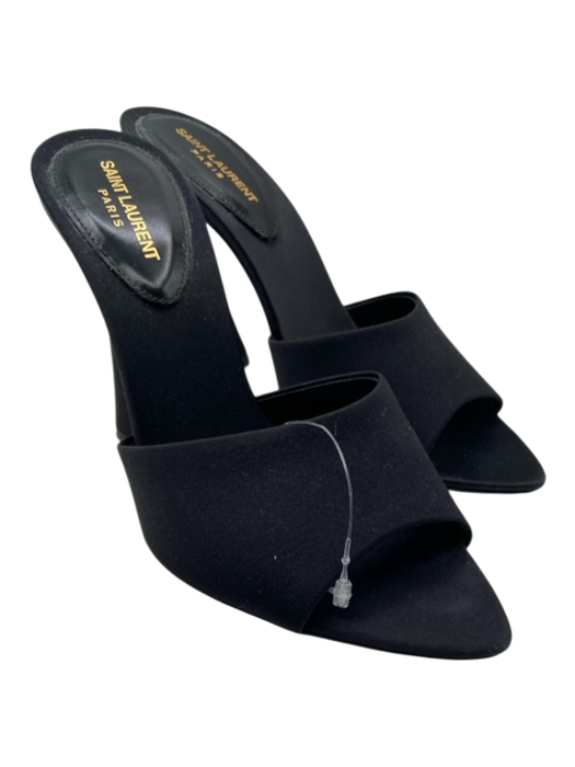 Saint Laurent Shoe Size 36.5 Black Satin Peep Toe Pointed Toe High Heel Sandals Black / 36.5