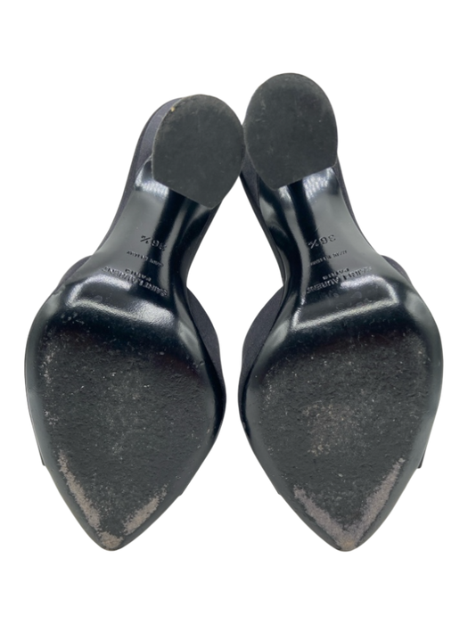 Saint Laurent Shoe Size 36.5 Black Satin Peep Toe Pointed Toe High Heel Sandals Black / 36.5