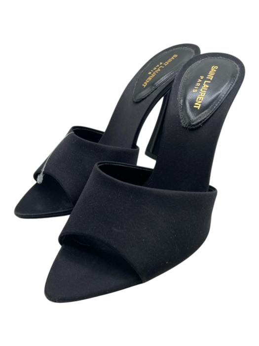 Saint Laurent Shoe Size 36.5 Black Satin Peep Toe Pointed Toe High Heel Sandals Black / 36.5