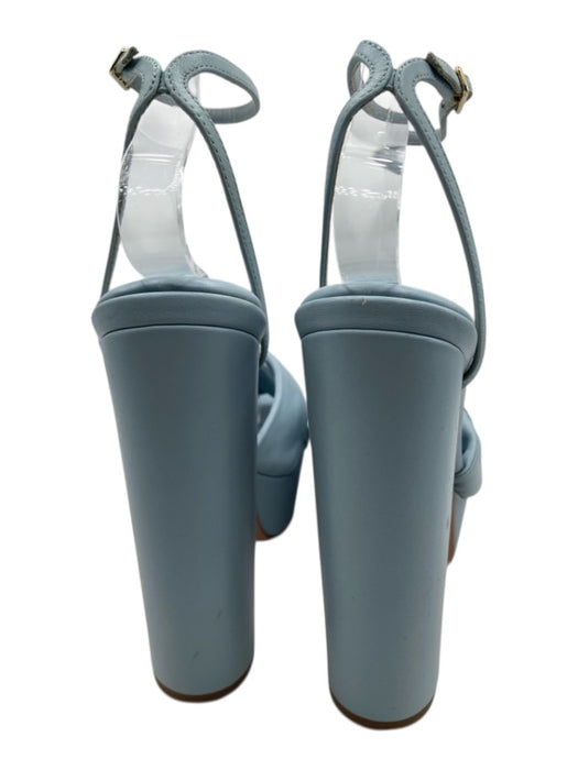 Aquazzura Shoe Size 36.5 Light Blue Leather Criss Cross Knot Peep Toe Sandals Light Blue / 36.5
