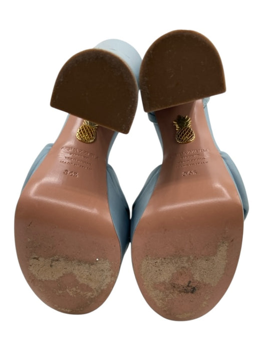 Aquazzura Shoe Size 36.5 Light Blue Leather Criss Cross Knot Peep Toe Sandals Light Blue / 36.5