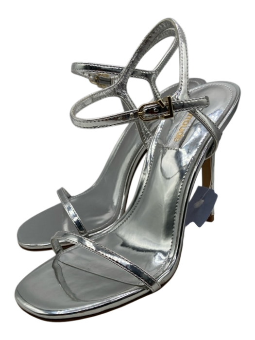 Larroude Shoe Size 7 Silver Patent Leather Strappy Open Toe Ankle Buckle Sandals Silver / 7
