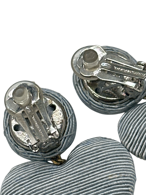 Rebecca De Ravenel Light Blue Thread Wrapped Heart Clip On Earring Earrings Light Blue