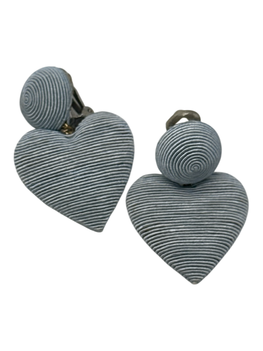 Rebecca De Ravenel Light Blue Thread Wrapped Heart Clip On Earring Earrings Light Blue