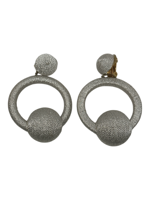Rebecca De Ravenel Silver Thread Wrapped Open Circle Ball Clip On Earrings Silver