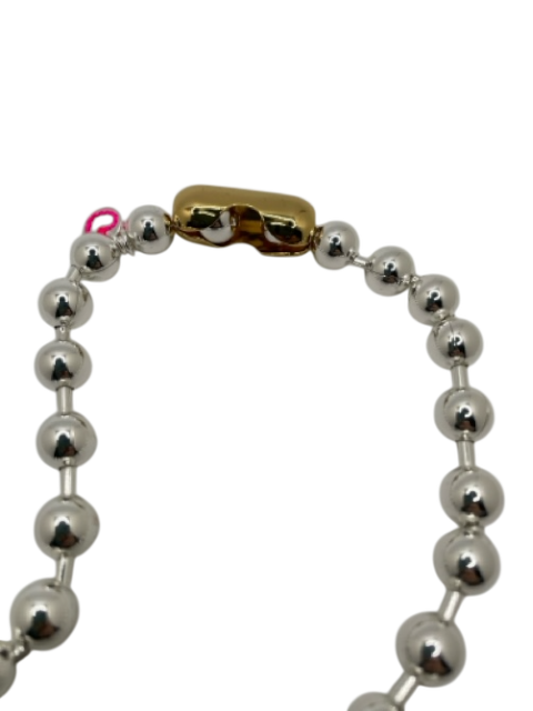 Mademoiselle Jacadi Silver, Gold, Pearl Plated Brass Ball Bead Chain Necklace Silver, Gold, Pearl