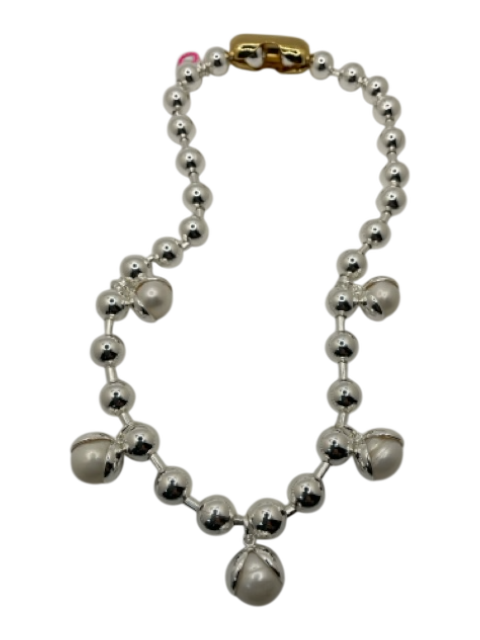 Mademoiselle Jacadi Silver, Gold, Pearl Plated Brass Ball Bead Chain Necklace Silver, Gold, Pearl