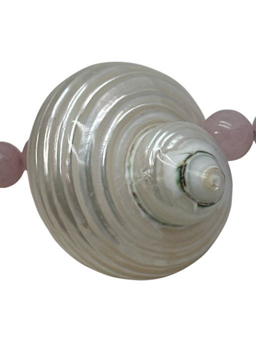 Julietta Pale Pink & Ivory Rose Quartz Spherical Beads Seashell Necklace Pale Pink & Ivory