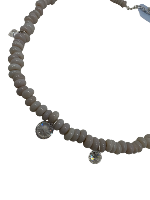 Completedworks Gray & Silver Beaded Rhinestone Crystals Charms Hook Necklace Gray & Silver