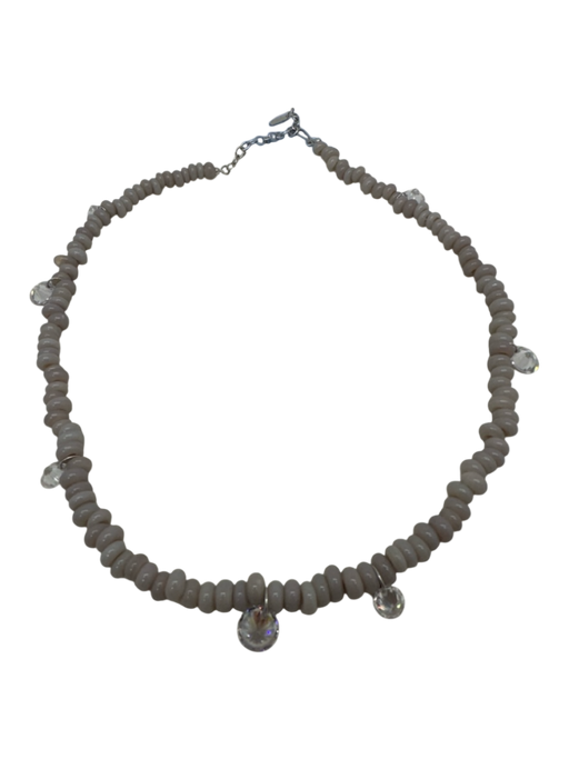 Completedworks Gray & Silver Beaded Rhinestone Crystals Charms Hook Necklace Gray & Silver