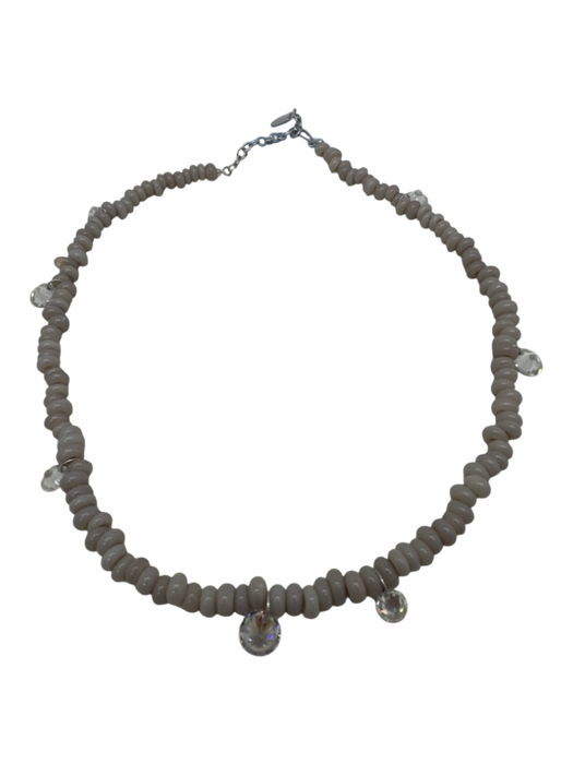 Completedworks Gray & Silver Beaded Rhinestone Crystals Charms Hook Necklace Gray & Silver