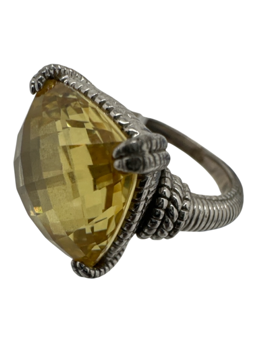 Judith Ripka Yellow & Silver 925 Sterling Cushion Cut Ring Yellow & Silver