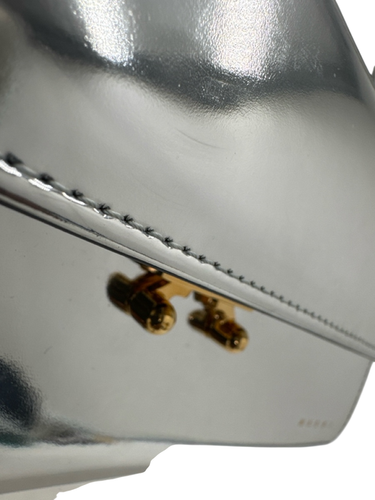 Marni Silver Leather Gold hardware Push Clasp Top Handle Structured Bag Silver / Small