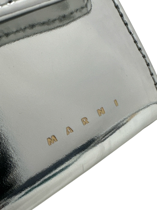 Marni Silver Leather Gold hardware Push Clasp Top Handle Structured Bag Silver / Small