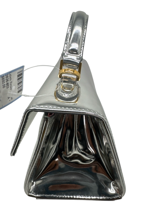 Marni Silver Leather Gold hardware Push Clasp Top Handle Structured Bag Silver / Small