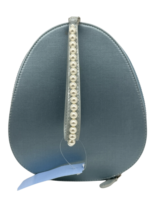 Simone Rocha Light blue & white Satin Embroidered Egg shaped Top Handle Bag Light blue & white / Small