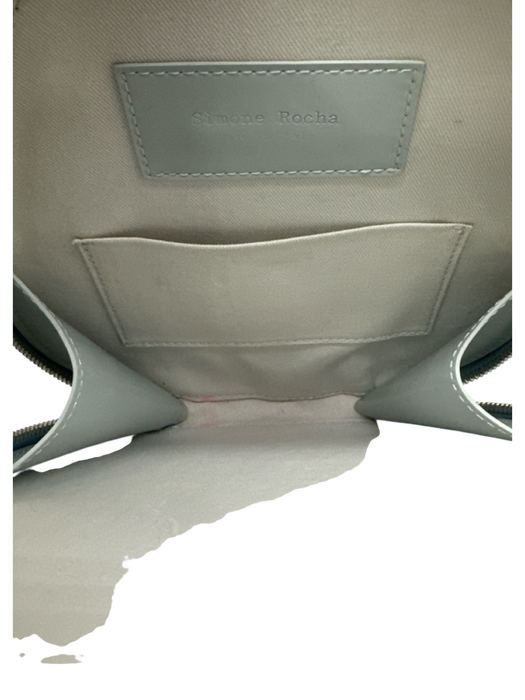 Simone Rocha Light blue & white Satin Embroidered Egg shaped Top Handle Bag Light blue & white / Small