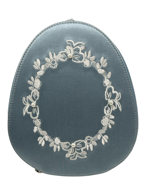 Simone Rocha Light blue & white Satin Embroidered Egg shaped Top Handle Bag Light blue & white / Small