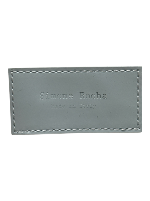 Simone Rocha Light blue & white Satin Embroidered Egg shaped Top Handle Bag Light blue & white / Small