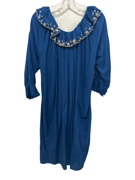 If Only If Nightwear Size One Size Blue & Gold Cotton Button Detail Stars Dress Blue & Gold / One Size
