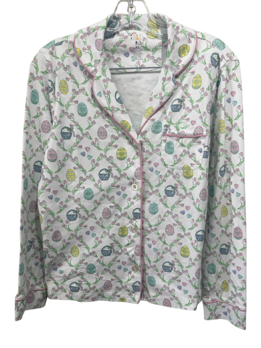 Roller Rabbit Size XS White, Pink, Green Pima Cotton Button Down Pant Set White, Pink, Green / XS
