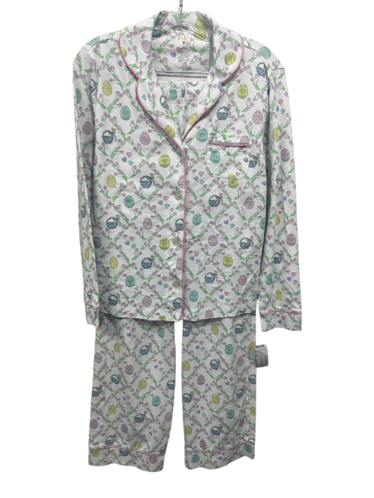 Roller Rabbit Size XS White, Pink, Green Pima Cotton Button Down Pant Set White, Pink, Green / XS
