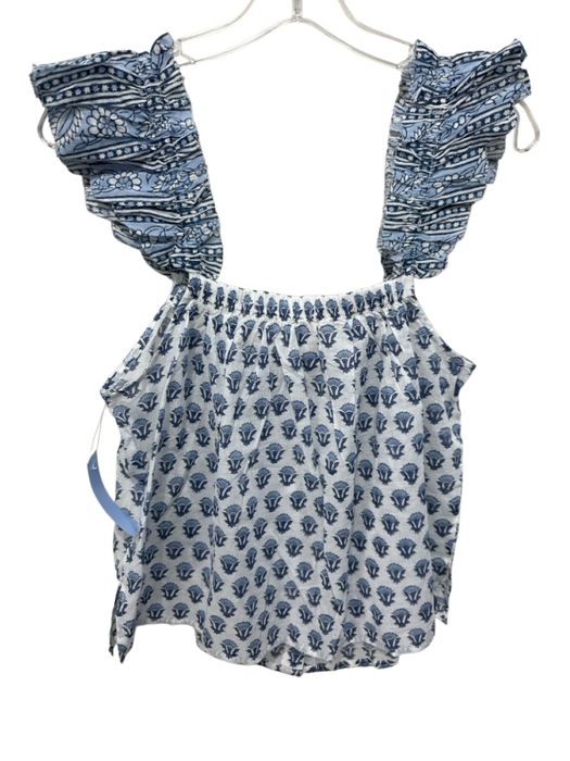 Cleobella Size S Blue & White Cotton Flutter Cap sleeve Floral Short Set Blue & White / S