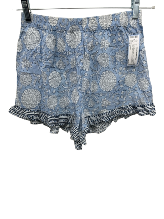 Cleobella Size S Blue & White Cotton Flutter Cap sleeve Floral Short Set Blue & White / S