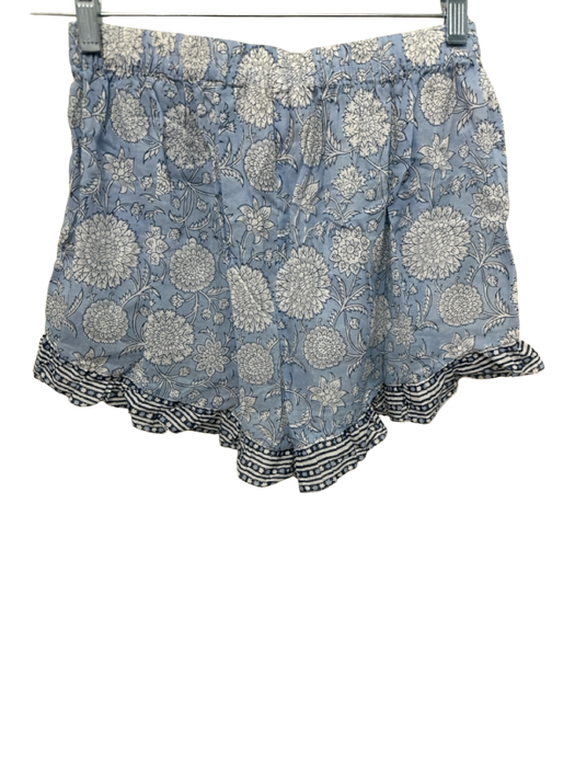 Cleobella Size S Blue & White Cotton Flutter Cap sleeve Floral Short Set Blue & White / S