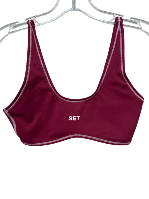 Set Active Size XS Cranberry Red & Pink Nylon Side Stripe Stitching Pant Set Cranberry Red & Pink / XS