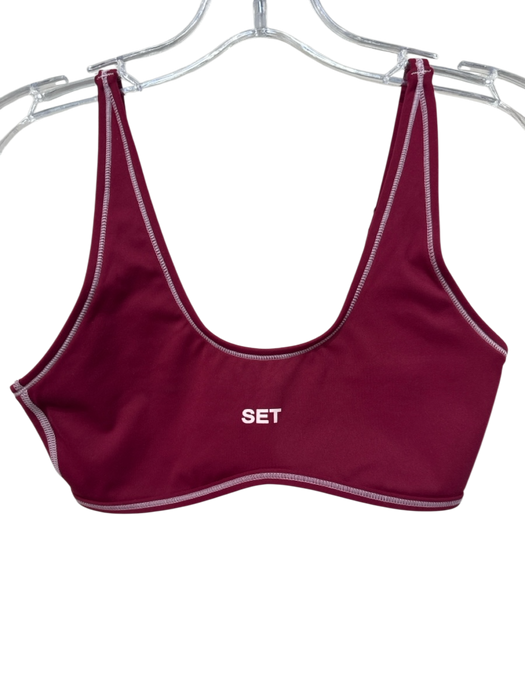 Set Active Size XS Cranberry Red & Pink Nylon Side Stripe Stitching Pant Set Cranberry Red & Pink / XS