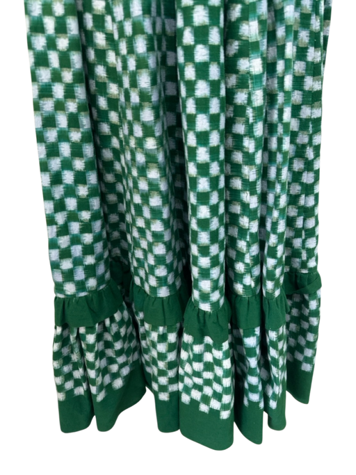 De Castro Size XS Green & Light Blue Cotton Checkered Hem Maxi Dress Green & Light Blue / XS