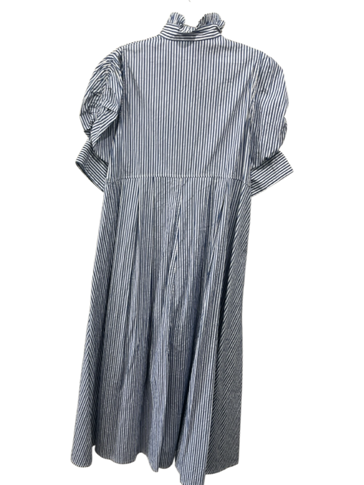 Thierry Colson Size XS Blue & White Print Cotton Vertical Stripes Dress Blue & White Print / XS