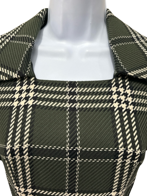 Emilia Wickstead Size 2 Green, White, Black Wool Blend Plaid Belt Dress Green, White, Black / 2