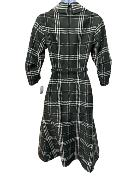 Emilia Wickstead Size 2 Green, White, Black Wool Blend Plaid Belt Dress Green, White, Black / 2