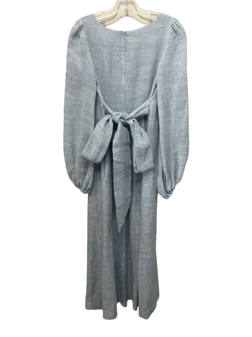 Lisa Marie Fernandez Size 0 Light Blue Linen Blend V Neck Back Zip Maxi Dress Light Blue / 0